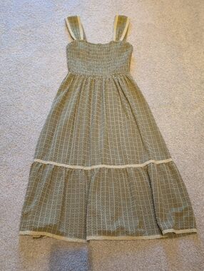Cider Green Plaid Smocked Dress Size Small
